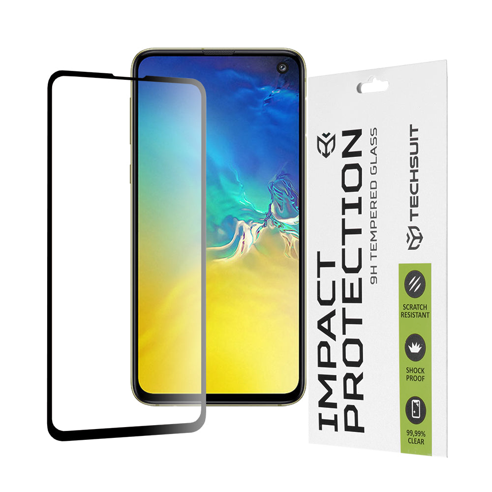 Pellicola protettiva per schermo Techsuit per Samsung Galaxy S10e G970, Vetro temperato, Full Glue, 111D, Nero