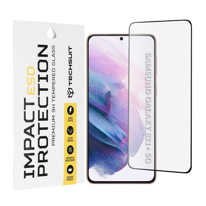 Pellicola protettiva per schermo Techsuit per Samsung Galaxy S21+ 5G G996, Vetro temperato, Full Glue, Nero