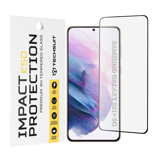 Techsuit Screen Protector Film for Samsung Galaxy S21+ 5G G996, Tempered Glass, Full Glue, Black