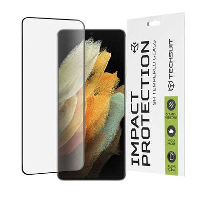 Pellicola protettiva per schermo Techsuit per Samsung Galaxy S21 Ultra 5G G998, Vetro Temperato, Full Glue, 111D, Nero