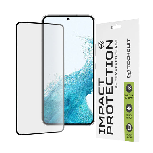 Pellicola protettiva per schermo Techsuit per Samsung Galaxy S23 S911 / S22 5G S901, Vetro temperato, Full Glue, 111D, Nero