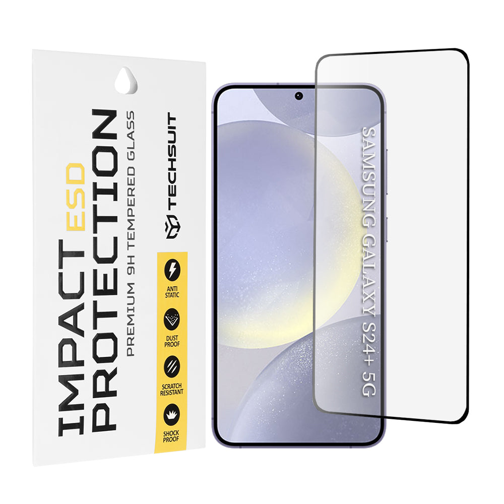 Pellicola protettiva per schermo Techsuit per Samsung Galaxy S24+ S926, Vetro temperato, Full Glue, Nero