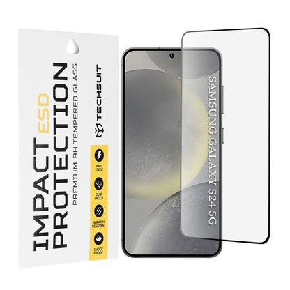 Pellicola protettiva per schermo Techsuit per Samsung Galaxy S24 S921, Vetro temperato, Full Glue, Nero