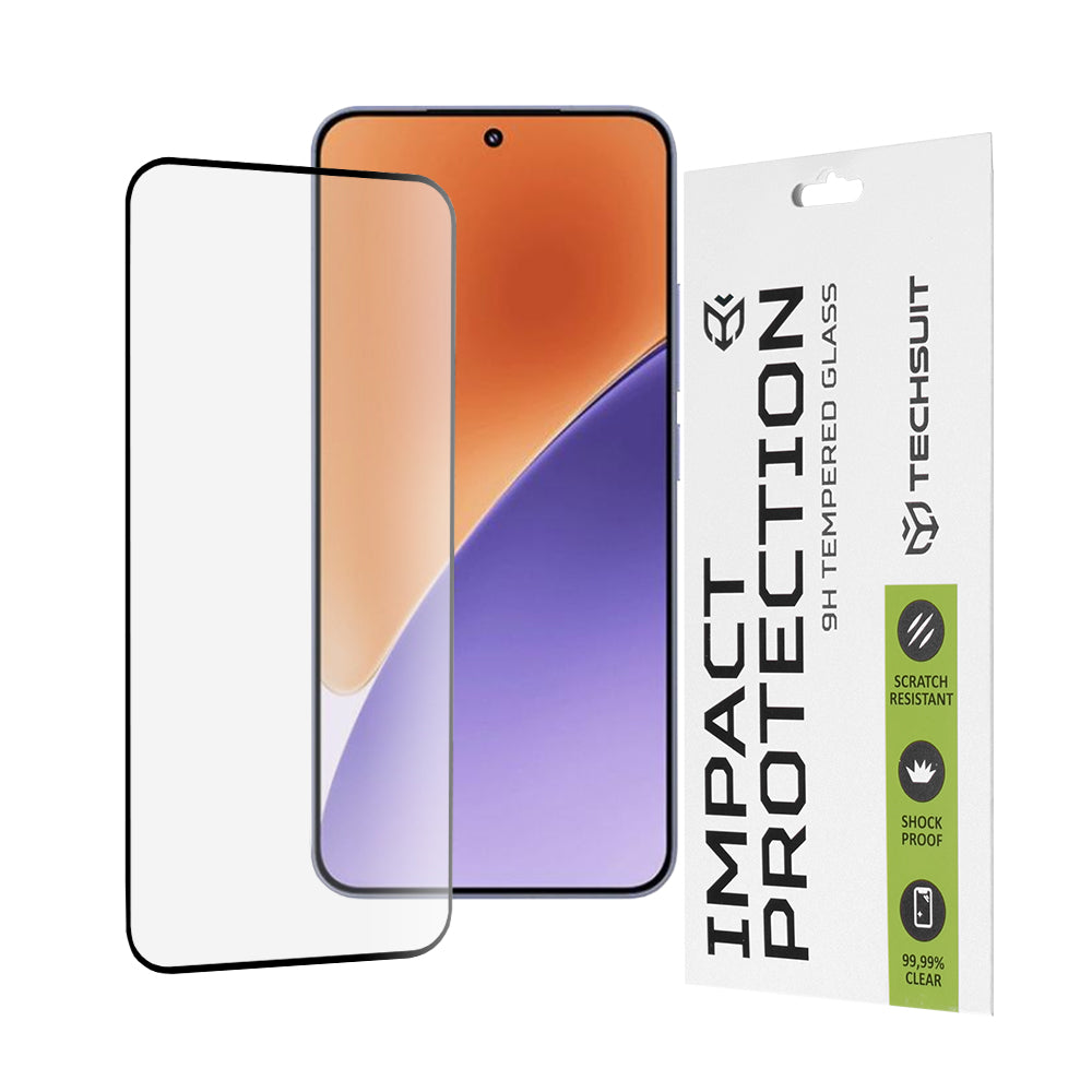 Pellicola protettiva per schermo Techsuit per Xiaomi 15, Vetro temperato, Full Glue, 111D, Nero