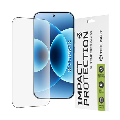 Pellicola protettiva schermo Techsuit per Xiaomi 17, Vetro Temperato, Full Glue, 111D, Nera