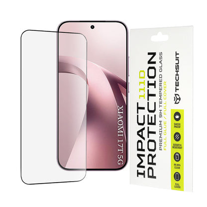 Pellicola protettiva per schermo Techsuit per Xiaomi 17T, Vetro temperato, Full Glue, 111D, Nero