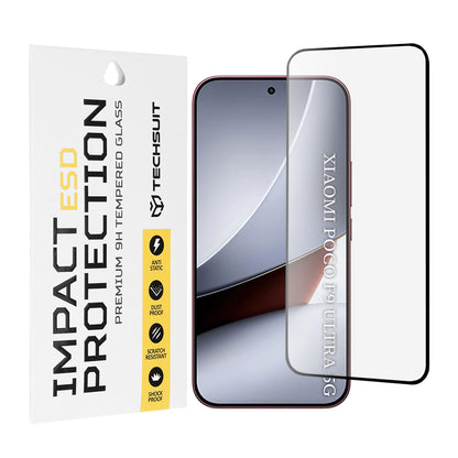 Pellicola protettiva per schermo Techsuit per Xiaomi Poco F9 Ultra, vetro temperato, full glue, nera