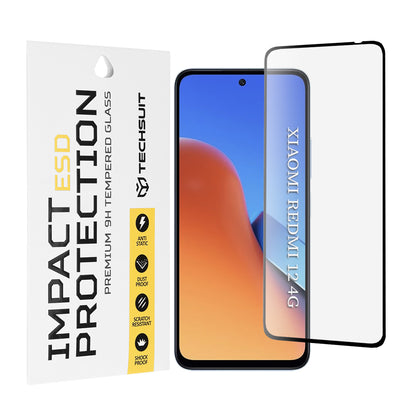 Pellicola protettiva per schermo Techsuit per Xiaomi Redmi 13 5G / 13 / 12 5G / 12 / Poco M6 4G, Vetro temperato, Full Glue, Nero