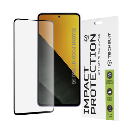 Pellicola Protettiva per Schermo Techsuit per Xiaomi Poco M7 Pro 5G, Vetro Temperato, Full Glue, 111D, Nero