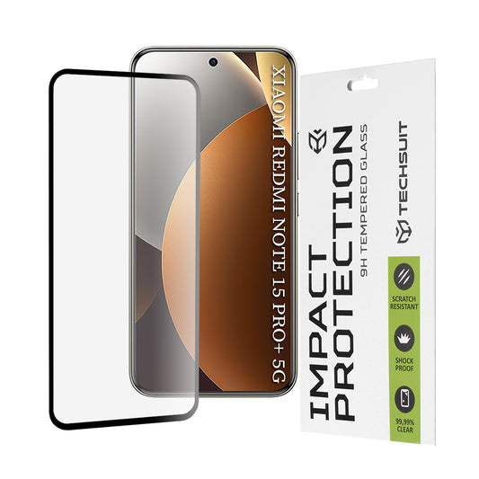 Pellicola protettiva schermo Techsuit per Xiaomi Poco M8 Pro / Redmi Note 15 Pro+ 5G, Vetro Temperato, Full Glue, 111D, Nera