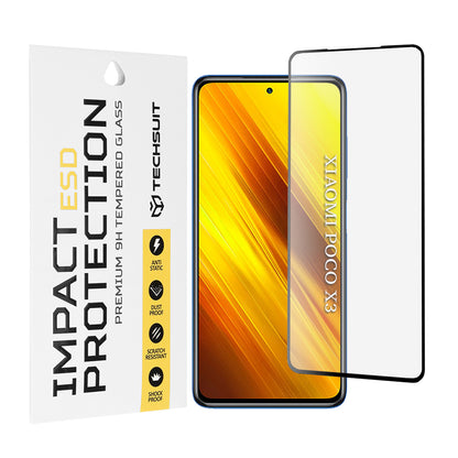 Pellicola protettiva per schermo Techsuit per Xiaomi Poco X3 Pro / X3 NFC / X3, Vetro temperato, Full Glue, Nero