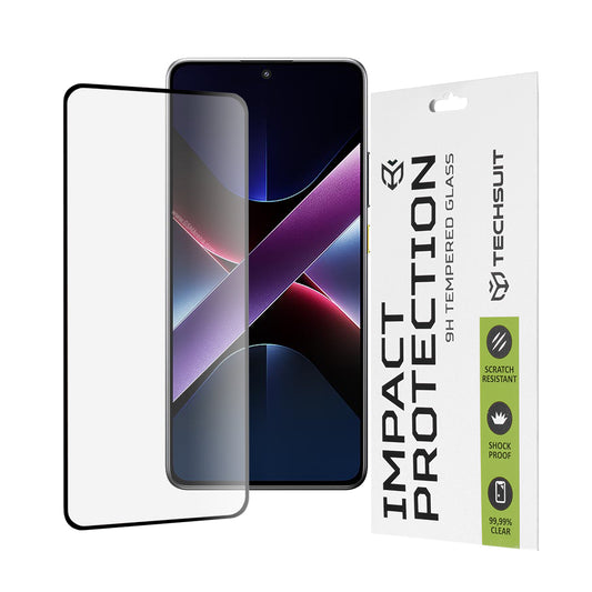 Pellicola protettiva per schermo Techsuit per Xiaomi Poco X7 Pro, Vetro temperato, Full Glue, 111D, Nero