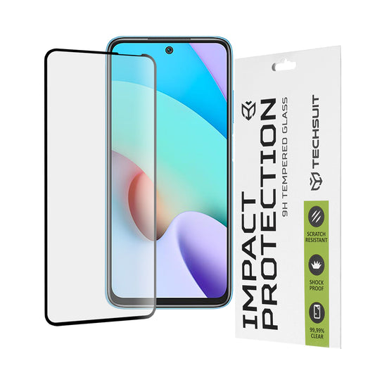 Pellicola protettiva per schermo Techsuit per Xiaomi Redmi 10 2022 / 10 (2021), Vetro temperato, Full Glue, 111D, Nero