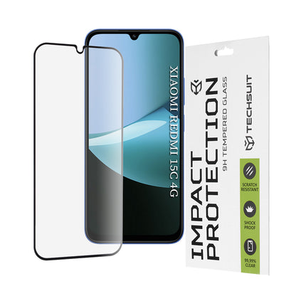 Pellicola Protettiva per Schermo Techsuit per Xiaomi Redmi 15C 5G / 15C 4G, Vetro Temperato, Full Glue, 111D, Nero