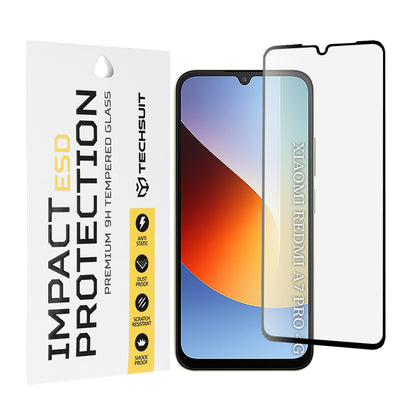 Pellicola protettiva per schermo Techsuit per Xiaomi Redmi A7 Pro 4G, Vetro temperato, Full Glue, Nero