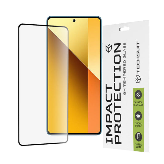 Pellicola protettiva per schermo Techsuit per Xiaomi Redmi Note 13 5G, Vetro Temperato, Full Glue, 111D, Nero