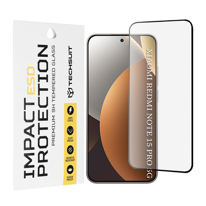 Techsuit Screen Protector for Xiaomi Redmi Note 15 Pro 5G, Tempered Glass, Full Glue, Black