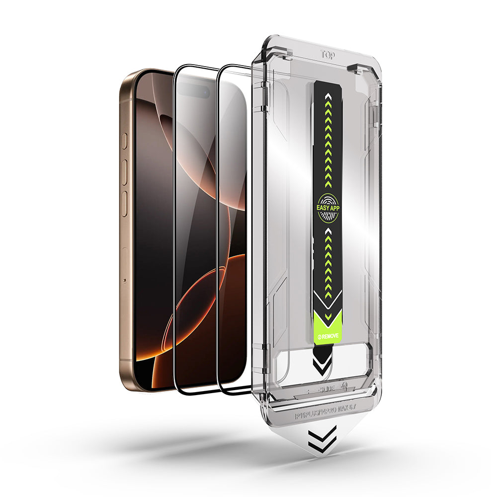 Pellicola protettiva per schermo Techsuit TitanGlass per Apple iPhone 14 Pro Max, Vetro temperato, Full Glue, Set 2 pezzi, Nero