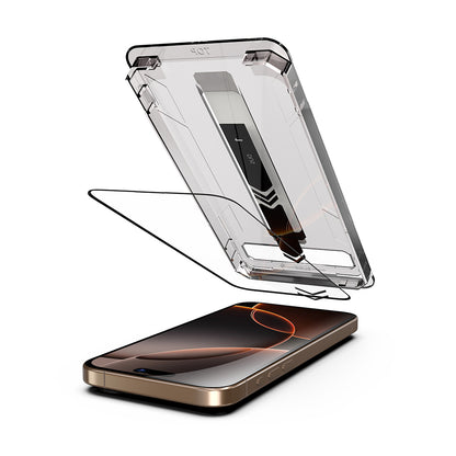 Pellicola protettiva per schermo Techsuit TitanGlass per Apple iPhone 14 Pro Max, Vetro temperato, Full Glue, Set 2 pezzi, Nero