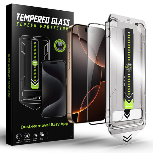 Pellicola protettiva schermo Techsuit TitanGlass per Apple iPhone 17 / 16 Pro, Vetro Temperato, Full Glue, Nera