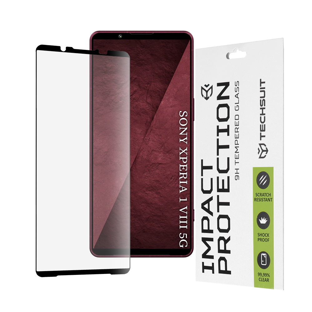 Pellicola protettiva per schermo Techsuit per Sony Xperia 1 VIII, Vetro temperato, 111D, Nero