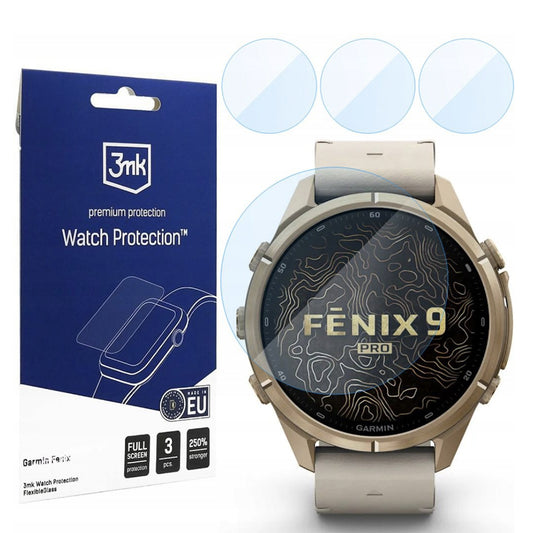 Pellicola Protettiva 3MK FlexibleGlass per Garmin Fenix 9 Pro 43mm, Set da 3 pezzi, Vetro Flessibile