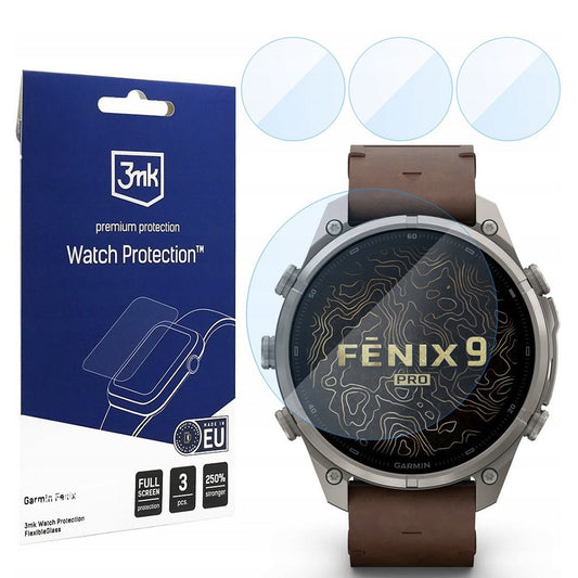 Pellicola protettiva 3MK FlexibleGlass per Garmin Fenix 9 Pro 47 mm, vetro flessibile, set da 3 pezzi