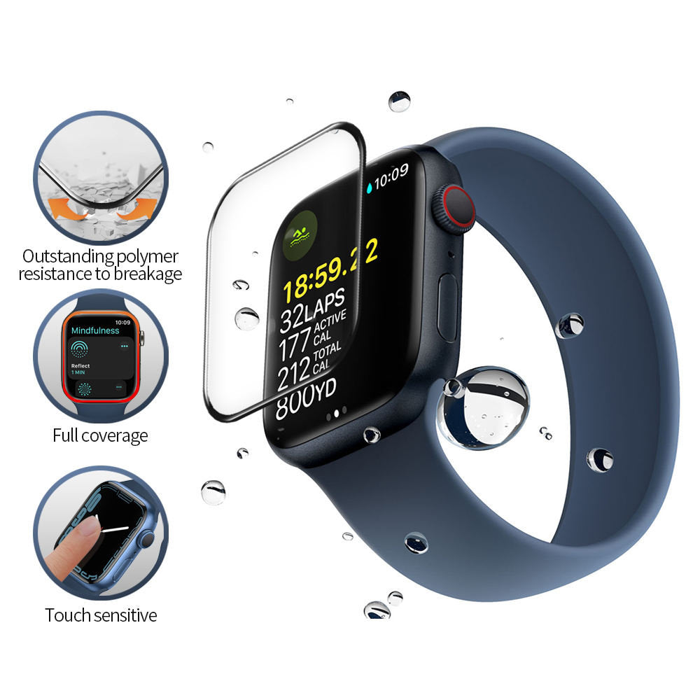 Pellicola Protettiva Blueo High Molecule per Apple Watch 40mm Series, Vetro Temperato, Nero