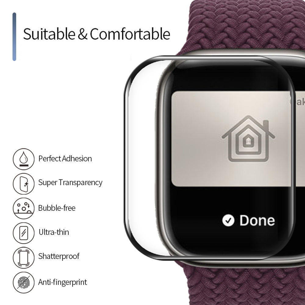 Pellicola Protettiva Blueo High Molecule per Apple Watch 44mm Series, Vetro Temperato, Nero