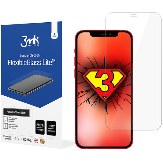 Pellicola protettiva per schermo 3MK FlexibleGlass Lite per Apple iPhone 12 / 12 Pro, Vetro Flessibile, Colla Totale