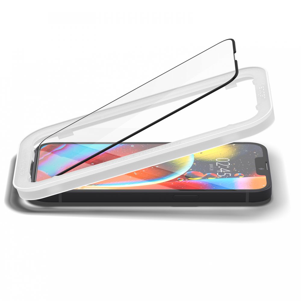 Spigen GlastR Align Master Screen Protector for Apple iPhone 17e / 16e / 14, Tempered Glass, Full Glue, Set of 2 pieces, Black AGL03387