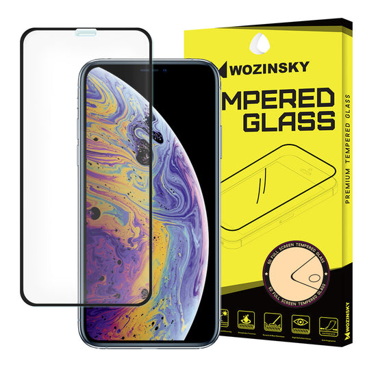 Pellicola Protettiva per Schermo WZK per Apple iPhone 11 Pro / XS / X, Vetro Temperato, Full Glue, Nero