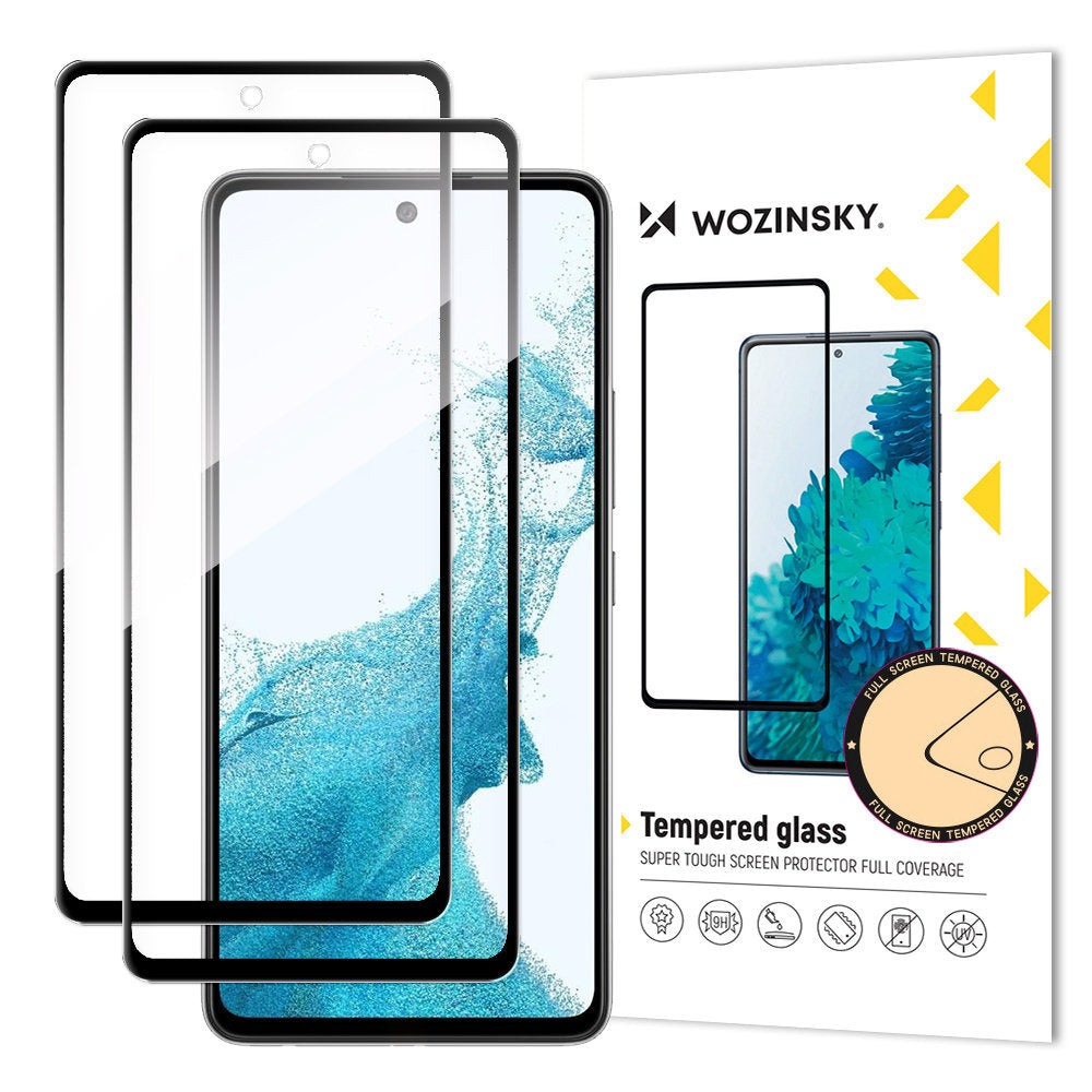 WZK Pellicola protettiva per Samsung Galaxy A53 5G A536, vetro schermato, colla completa, set 2 pezzi, nero