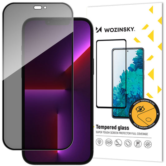 WZK AntiSpy Privacy Screen Protector per Apple iPhone 14 Pro, vetro, colla completa