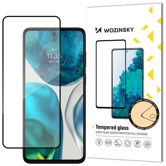 WZK Schermo protettivo super resistente per Motorola Moto G52, vetro schermato, completamente incollato, compatibile con la custodia, nero