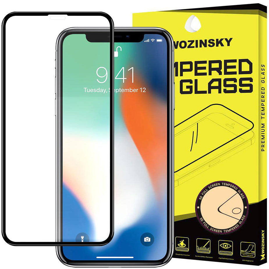 Pellicola protettiva per schermo WZK per Apple iPhone 11 / XR, Vetro temperato, Full Glue, Nero