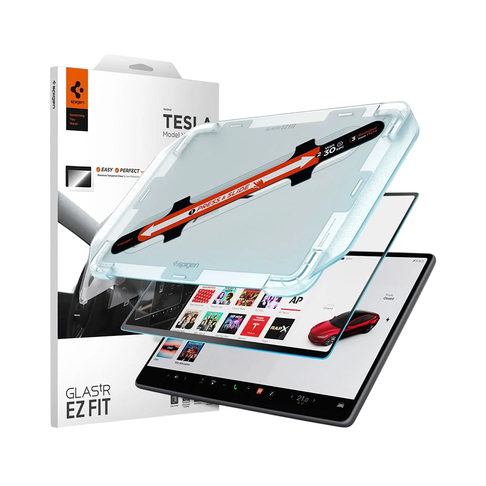 Spigen GlastR EZ FIT Anti-Glare FC Screen Protector for Tesla Y (2026 / 2025) / 3 (2026 / 2025 / 2024) Navigation Display, Tempered Glass AGL07152