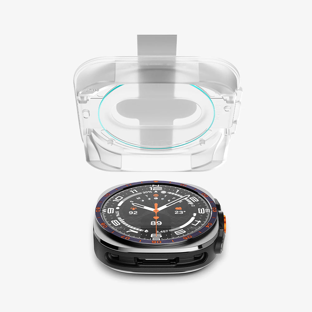 Pellicola Protettiva Spigen GlastR EZ FIT per Samsung Galaxy Watch Ultra2, Vetro Temperato, Set 2 pezzi AGL11758