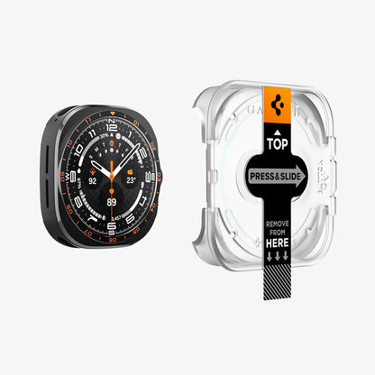 Pellicola Protettiva Spigen GlastR EZ FIT per Samsung Galaxy Watch Ultra2, Vetro Temperato, Set 2 pezzi AGL11758