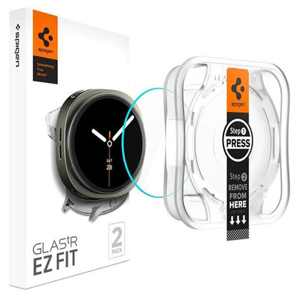 Pellicola Protettiva Spigen GlastR EZ FIT per Samsung Galaxy Watch8 44mm, Set 2 pezzi, Vetro Temperato AGL09874