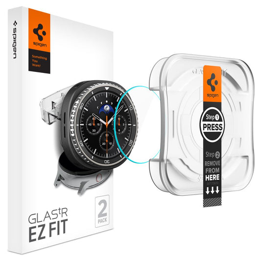 Pellicola Protettiva Spigen GlastR EZ FIT per Samsung Galaxy Watch8 Classic, Set 2 pezzi, Vetro Temperato AGL09877