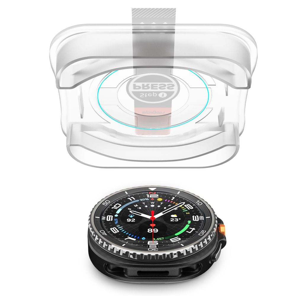 Pellicola Protettiva Spigen GlastR EZ FIT per Samsung Galaxy Watch8 Classic, Set 2 pezzi, Vetro Temperato AGL09877