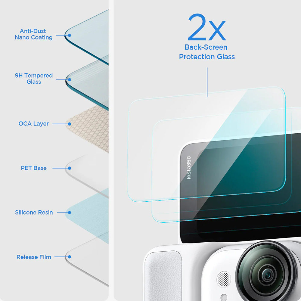 Pellicola Protettiva Schermo Spigen GlastR Slim per Insta360 Go Ultra, Vetro Temperato, Set 2 pezzi AGL11171