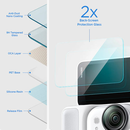 Pellicola Protettiva Schermo Spigen GlastR Slim per Insta360 Go Ultra, Vetro Temperato, Set 2 pezzi AGL11171