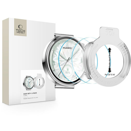 Pellicola Protettiva Tech-Protect Easy Set+ per Huawei Watch GT 5 41mm, Set 2 pezzi, Vetro Temperato