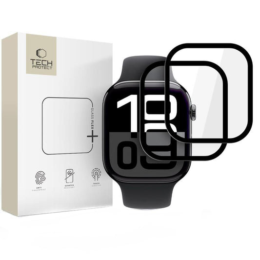 Pellicola Protettiva Tech-Protect Flex+ per Apple Watch Serie 46mm, Set 2 pezzi, Vetro Flessibile, Nero