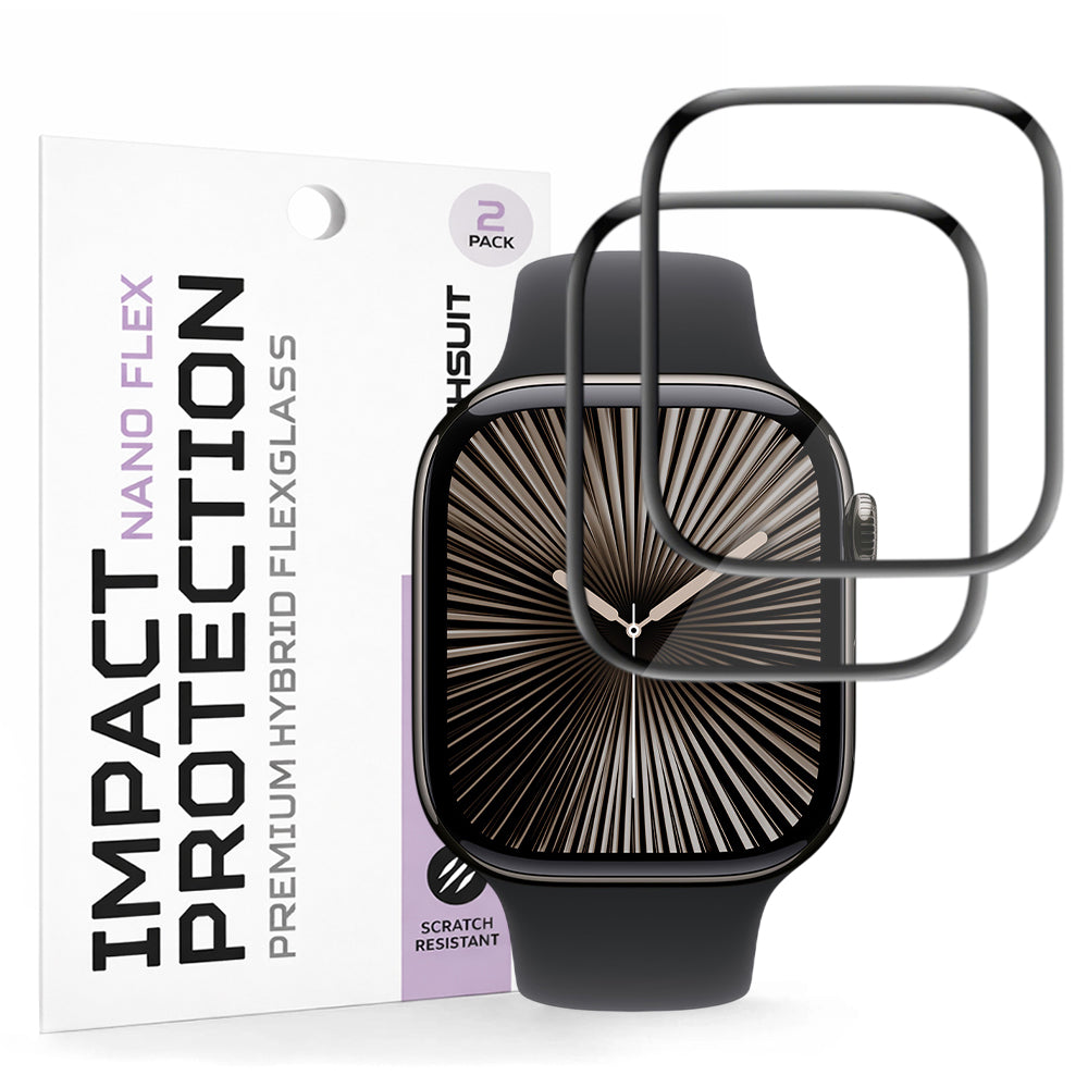 Pellicola Protettiva Techsuit Nano Flex per Apple Watch Series 10 / 11 42mm, Set 2 pezzi, Plastica, Nera