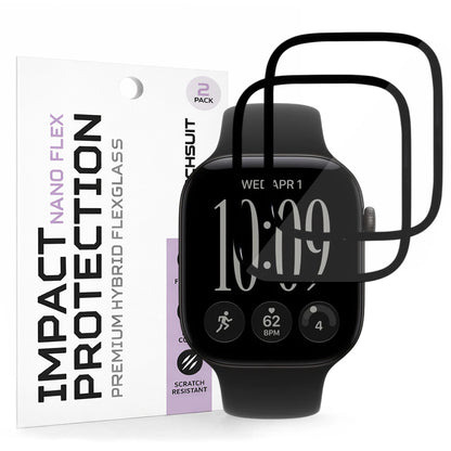 Pellicola Protettiva Techsuit Nano Flex per Apple Watch Series 12 46mm, Set 2 pezzi, Plastica, Nera