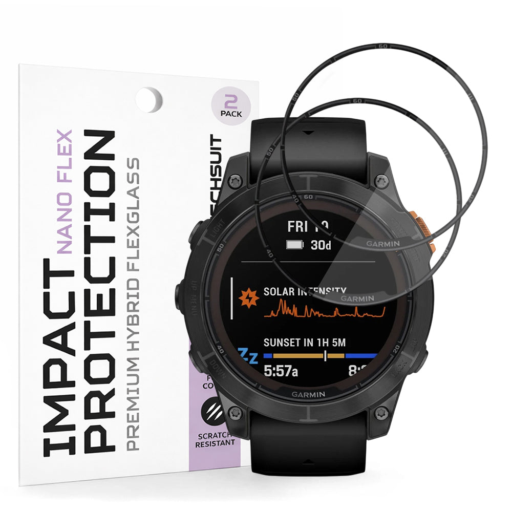 Pellicola Protettiva Techsuit Nano Flex per Garmin Fenix 7 Pro Solar, Set 2 pezzi, Plastica, Nera