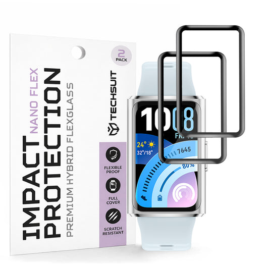 Pellicola Protettiva Techsuit Nano Flex per Huawei Band 11 Pro, Set 2 pezzi, Plastica, Nera
